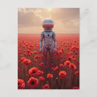 Astronaunt in Red Poppy Flowers Postcard