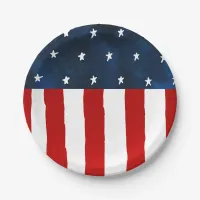 Rustic Bold Watercolor American Flag Paper Plates