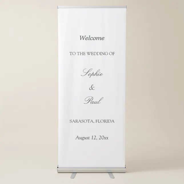 Elegant Minimalist Wedding Welcome Retractable Banner