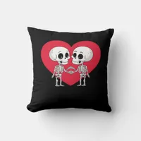 Valentines Day Funny Skeleton Hand Heart  Throw Pillow