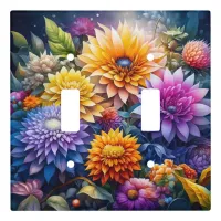 Pretty Colorful Ai Art Flowers  Light Switch Cover