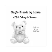 Kids Party Planner Pastel Teddy Bear QR Code Logo Rubber Stamp