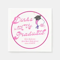 Dinks with the Graduate Pink Pickleball Graduation Napkins