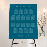 Deep Turquoise Blue 18 Table Wedding Seating Chart Foam Board