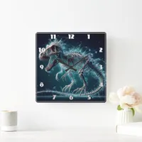 Running Dinosaur Skeleton in Dreamy Land Square Wall Clock