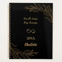 Black gold foliage motivational quote 2026 planner