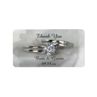 Wedding Rings on Gray Thank You Favor Tag
