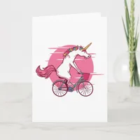 Unicorn Bicycle blank inside all occasions Holiday Card