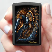 Horse and Native Woman Art b Zippo Lighter