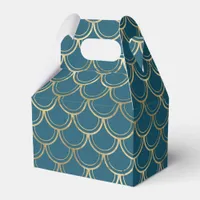 Teal and Gold Mermaid Scales Favor Boxes