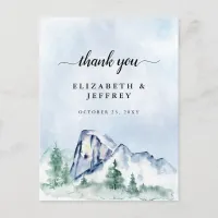 Rustic Watercolor Mountains Pine Thank You Card