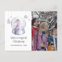 Watercolor Glitter Unicorn Winter Holiday Photo