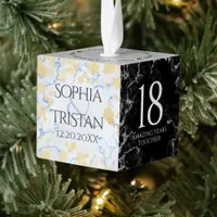 Elegant 18th Porcelain Wedding Anniversary Cube Ornament