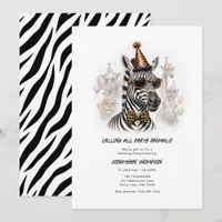 Party Animals Funny Zebra Kids Birthday Party Invitation