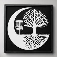 Black and White Disc Golf Silhouette  Peel And Stick Photo Tile