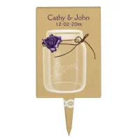 purple rose mason jar personalized cake picks