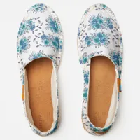 Pretty Blue Floral Pattern Espadrilles