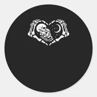Skeletons Heart  Hands Classic Round Sticker