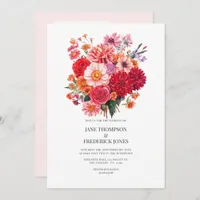 Vibrant Fuchsia and Coral Floral Wedding QR Code Invitation