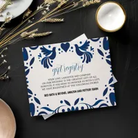 Mexican Otomi Blue Floral Elegant Fiesta Wedding Enclosure Card