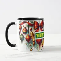 Christmas Bulbs Watercolour Coffee Mug