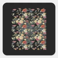 Whimsigoth Old Victorian Floral Oil Painting Class Square Sticker