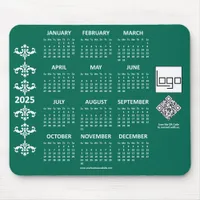 2025 Calendar Business Logo QR Code Emerald Green Mouse Pad