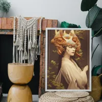 Vintage Japanese Woman Dragon Headpiece Fantasy Poster
