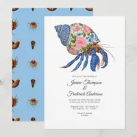 Floral Shelllfish Coastal Wedding Invitation