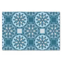 Frosty Blue Winter Mosaic Kaleidoscope Pattern  Tissue Paper