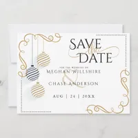 Save the Date  |  Modern Black and Gold  Baubles
