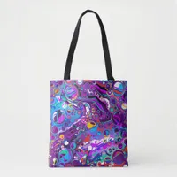 Purple, Blue Colorful Bubbles Abstract Modern  Tote Bag