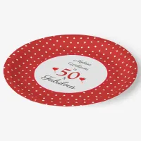 50 & Fabulous Name Photo Red 50th Birthday Red WH Paper Plates