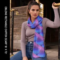 Blue & Purple Shiny Look Abstract Pattern Long Scarf