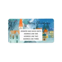 Christmas Village Scene Custom Typography Label