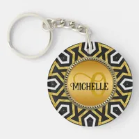 Monogram Aztec Sun Mandala  Keychain