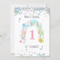 *~* BABY 1st One First Balloon Girl Birthday Invitation