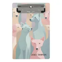 Dog Pattern Pastel Colors Minimalist Illustration Mini Clipboard