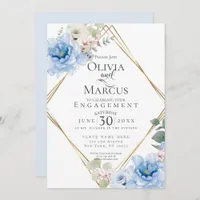 ENGAGEMENT | Tropical Blue Watercolor Flowers Invitation