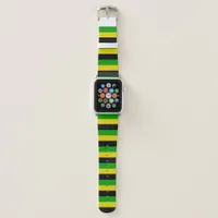 Jamaican Flag Colored Striped Patterned Apple Watch Band