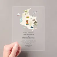Transparent Cartagena Colombia Destination Wedding Acrylic Invitations