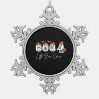 Little Boo Crew Minimal Clean Design Snowflake Pewter Christmas Ornament