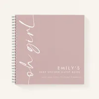 Rotated Script Sage Oh Girl Shower Guest Book