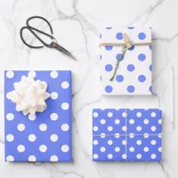 Blue and White Matching Dotted Patterns Wrapping Paper Sheets