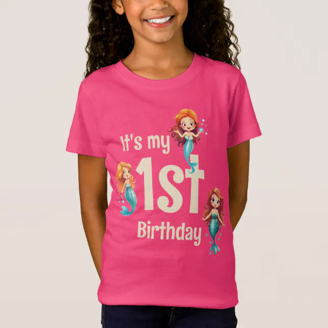 Little Mermaids Under the Sea Birthday Hot Pink T-Shirt