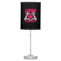 Funny Valentines Day Skeleton Heart Hands Table Lamp