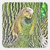 Cute Funny Squirrel being Lazy on a Branch Sticker