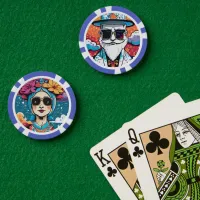 Stylish Man Postcard Poker Chips