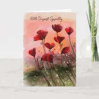 Red Poppies Watercolor  With Deepest Sympathy Card