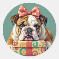 Wishing You a Paw-some Birthday | Funny Bulldog Classic Round Sticker